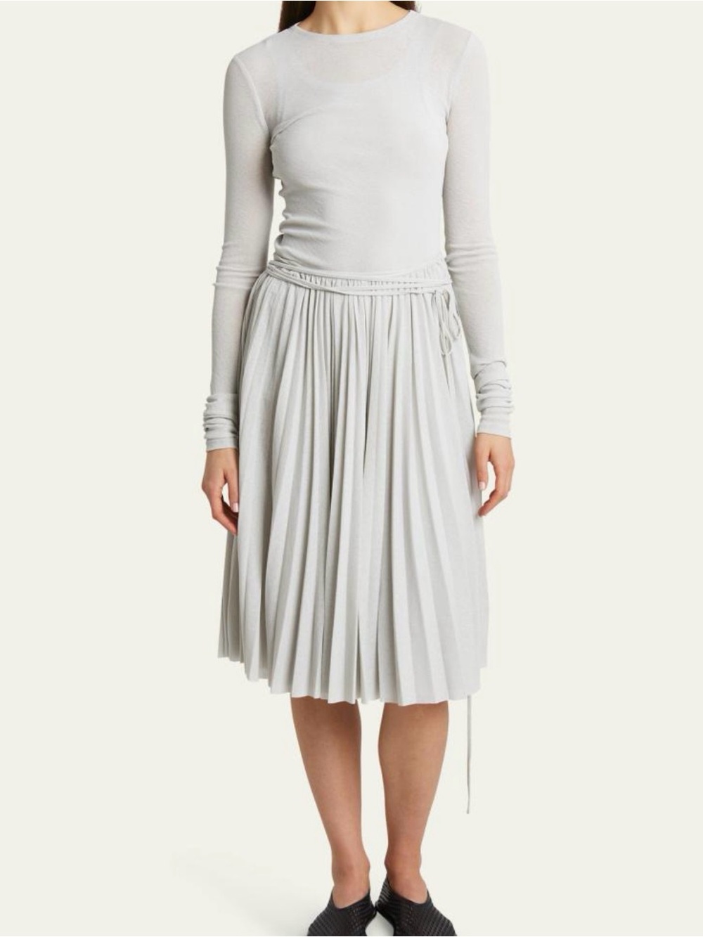 Proenza Schouler Light Gray Long Sleeve Crewneck Top